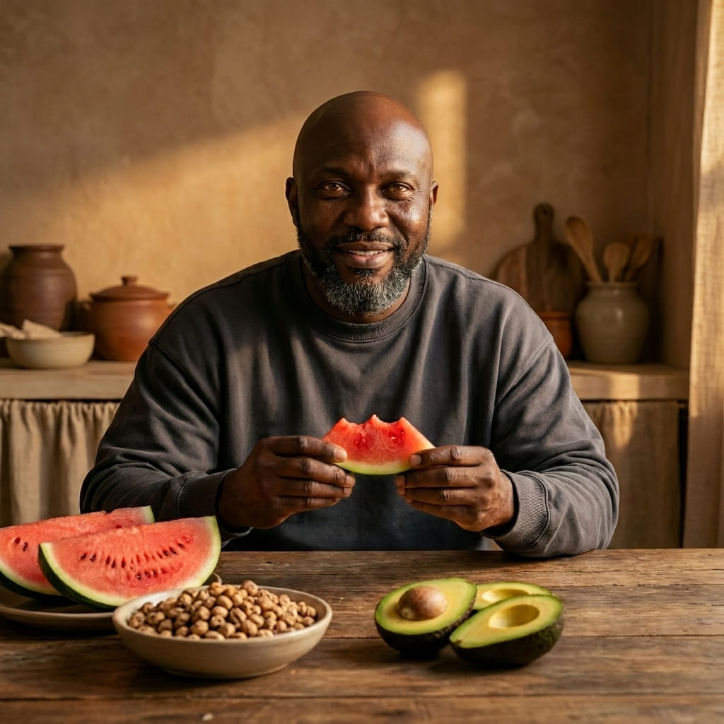 Nigerian man eating food